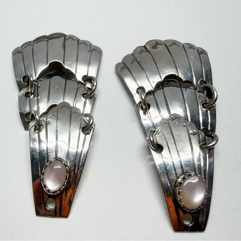 Vintage Hand Crafted Silver Earring Jackets Western Native - Picture 8 of 8